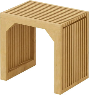 HAUSVITA 35-inch HiKingQueens dining bench in natural wood with slatted top and sides