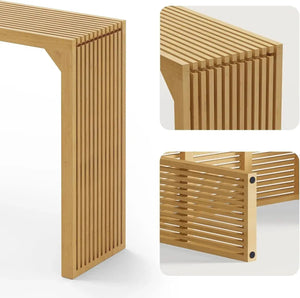 Hausvita HiKingQueens 35in dining bench, natural solid wood with slatted top and sides for indoor use