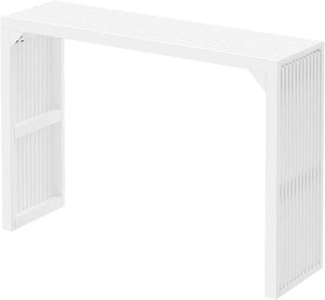 HAUSVITA HiKingQueens 35in dining bench, white solid wood with slatted sides for indoor entryway or living room