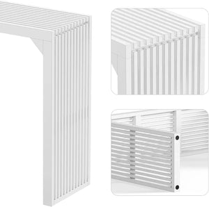 Hausvita HiKingQueens 35-inch dining bench, white wood with slatted design