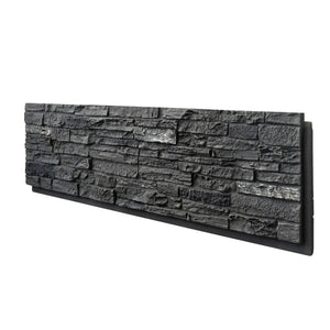 Hausvita faux stone wall siding panel, PU stone veneer in charcoal gray, 46.46x13 in