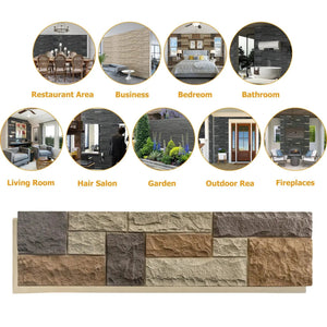 Hausvita Faux Stone Wall Siding Panel, PU stone veneer exterior in neutral earth tones, 46.46 in x 13 in