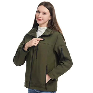LITEGUEST 10-Zone Softshell Heated Jacket, olive green USB winter sport jacket