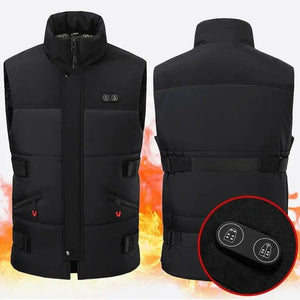 LITEGUEST 8-Zone Heated Vest in black; dual-control heating with adjustable fit.