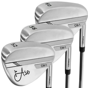 Ase Golf 3-Piece Wedge Set, stainless steel golf wedges with lofts 52°, 56°, 60°.