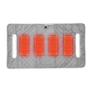 LITEGUEST USB heated golf cart seat cushion, gray quilted with four red heating coils and dual handles by SmartTherm.