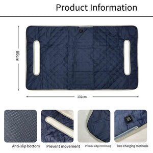 LITEGUEST USB heated golf cart seat cushion, navy quilted with two handles