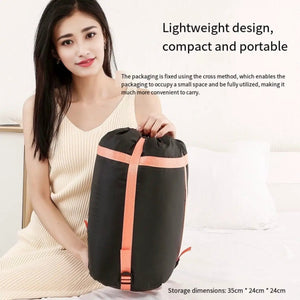 LITEGUEST Winter Heated Sleeping Bag, black with peach straps, USB warmth for camping