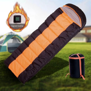 LITEGUEST Winter Heated Sleeping Bag with USB heating, orange/black, plus carry bag by SmartTherm OutdoorLiteGear Inc.