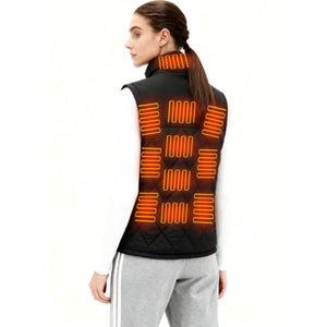LITEGUEST Dual-Control Heated Vest, black quilted vest with 17 heating zones