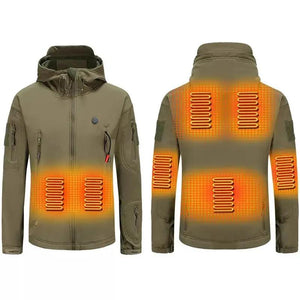 LITEGUEST 7-Zone Heated Camo Jacket by SmartTherm OutdoorLiteGear Inc., olive camouflage, USB-powered heated parka