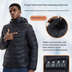 LITEGUEST 27-Zone Smart Heated Down Jacket, black puffer by SmartTherm OutdoorLiteGear Inc.