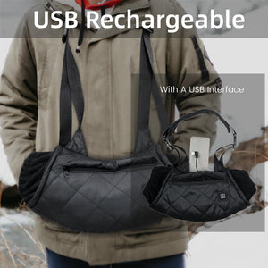 LITEGUEST USB Heated Hand Muff, black quilted with USB interface