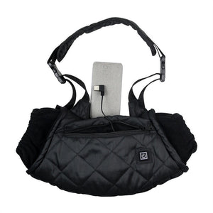 LITEGUEST USB Heated Hand Muff, black quilted design with built-in power bank pocket