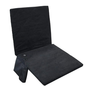 LITEGUEST heated outdoor seat cushion with backrest, black fabric, camping gear by SmartTherm OutdoorLiteGear
