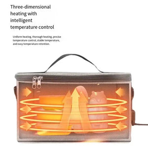 LITEGUEST USB heated lunch bag, brown insulated portable lunch bag with warming coils