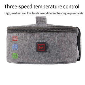 LITEGUEST USB heated lunch bag, gray fabric with three-speed temperature control for portable warmth