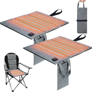 LITEGUEST Portable USB Heated Seat Cushions, gray with orange heating coils (set of 2) for camping chairs.