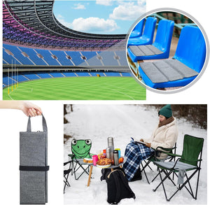 LITEGUEST portable USB heated seat cushion; gray, compact cushion for outdoor camping and stadium seating.