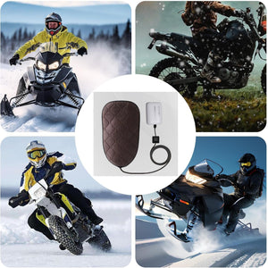LITEGUEST Heated Motorcycle Seat Cover, brown quilted pad with controller for cold-weather riding