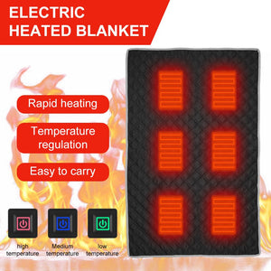 LITEGUEST Heated Camping Blanket USB powered outdoor blanket with black quilted fabric