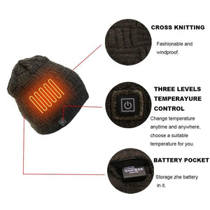 LITEGUEST heated thermal beanie, charcoal knit, USB-powered with battery pocket