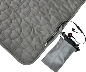 LITEGUEST USB heated sleeping mat, grey quilted pad with attached controller and storage bag