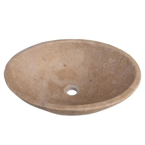 Karina Walnut Travertine oval vessel bathroom sink by Villohome