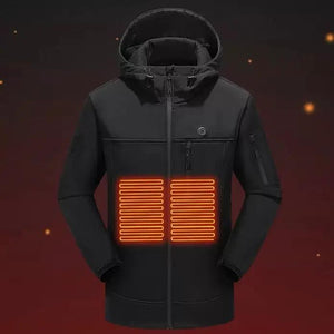 LITEGUEST 10-Zone Softshell Heated Jacket, black USB-powered sport jacket with 10 front heating zones.