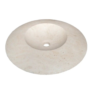 Stone sink light travertine natural, UFO-shaped above-counter bathroom sink, honed finish
