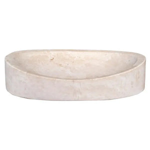 Light travertine natural stone bathroom vanity vessel sink by Villohome, honed finish