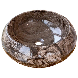 Narcist brown marble vessel sink by Villohome, high-gloss polished