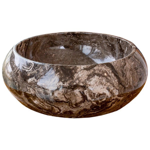 Narcist brown marble vessel sink by Villohome, high-gloss polished