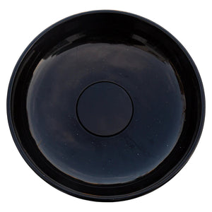 Toros Black Marble Above Vanity Bathroom Sink with center drain cap, 16-inch round