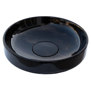 Toros Black Marble Above Vanity bathroom sink by Villohome, round 16-inch diameter with center drain