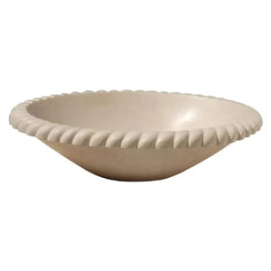 Champagne limestone oval braided edge self-rimming bathroom sink by Villohome, 18x22x6 in