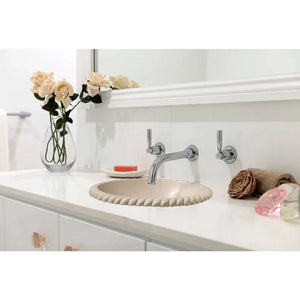 Villohome champagne limestone oval braided self-rimming above-vanity bathroom sink, 18W x 22L x 6H in