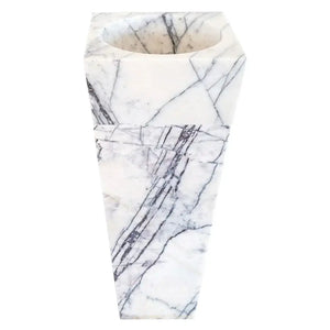 Marble pedestal sink, New York White marble, cone-shaped stand-alone bathroom basin
