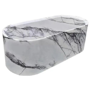 New York Marble Bathtub by Villohome; hand-carved white marble with black veining