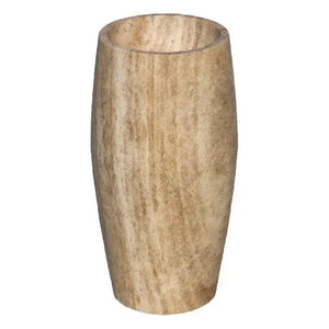 Walnut travertine pedestal sink, curved, honed surface, stand-alone bathroom sink