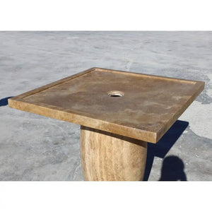 Shower base Noce Brown travertine square, hand-carved from solid travertine block, 36x36 in, Villohome.