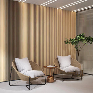 Luxury natural oak acoustic solid wood slat wall panels by HAUSVITA, two-panel box.
