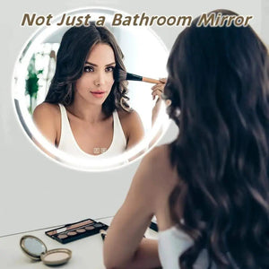 Round LED bathroom vanity mirror with dimmable lights, white LED ring, HAUSVITA