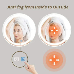 HAUSVITA round LED bathroom vanity mirrors, pair with dimmable lights and antifog feature