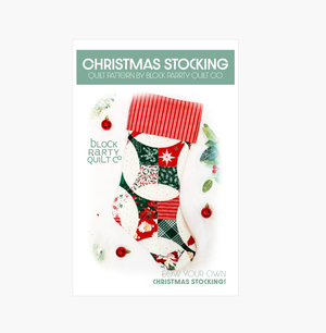 Quilted Stocking Pattern by Block Party Quilt Co; Christmas patchwork stocking sewing pattern