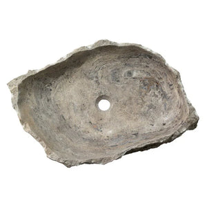 Stone sink Villohome silver travertine rustic, above-vanity random-shape bathroom sink.