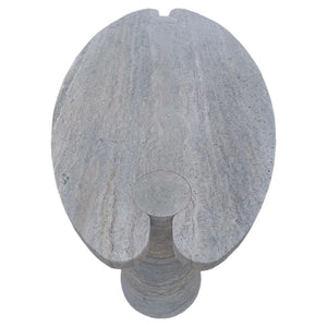 Villohome coffee table in silver travertine vein-cut with conic legs, honed finish, 48x24x16 in