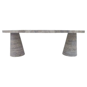 Silver Travertine Vein-cut Coffee Table with conic legs and honed finish