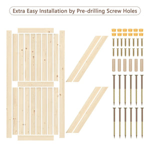 HAUSVITA Solid Pine Barn Doors with Track Kit; natural pine panels, pre-drilled holes, and hardware