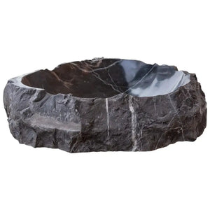 Toros Black natural stone marble rustic above vanity bathroom sink with polished interior by Villohome